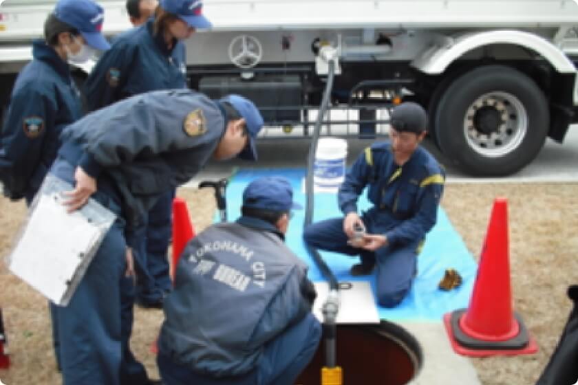 消防署立会いのもとで訓練